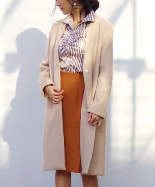 NARACAMICIE(ナラカミーチェ)の「V襟ウール混ロングコート(その他アウター・レディース・グレー/ベージュ・MEDIUM/X-LARGE)」の18枚目の写真