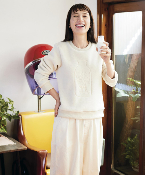 Sunny clouds（サニークラウズ）の「サニークラウズ　湯上りに牛乳トレーナー（スウェット・レディース・ブラウン/オフホワイト・MEDIUM/LARGE/X-LARGE/XX-LARGE/NM）」の3枚目の写真
