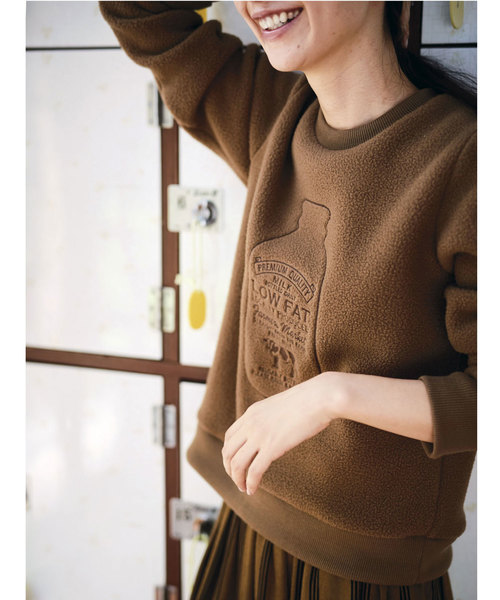 Sunny clouds（サニークラウズ）の「サニークラウズ　湯上りに牛乳トレーナー（スウェット・レディース・ブラウン/オフホワイト・MEDIUM/LARGE/X-LARGE/XX-LARGE/NM）」の12枚目の写真