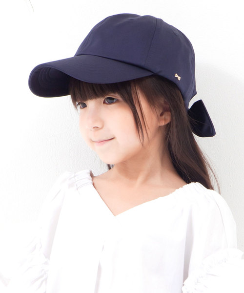 GIRBLISH（ガーブリッシュ）の「GIRBLISH（ガーブリッシュ）キッズ 後ろリボンキャップ  コットン/サテン  B-MUSUBI CAP（キャップ・キッズ・ブラック/ベージュ/ネイビー/カーキ/ピンク/ホワイト/ブラック系その他/ライトグレー/ブルー系その他/チャコールグレー/ベージュ系その他/インディゴブルー・FREE）」の9枚目の写真