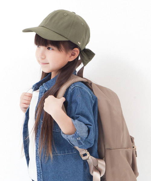 GIRBLISH（ガーブリッシュ）の「GIRBLISH（ガーブリッシュ）キッズ 後ろリボンキャップ  コットン/サテン  B-MUSUBI CAP（キャップ・キッズ・ブラック/ベージュ/ネイビー/カーキ/ピンク/ホワイト/ブラック系その他/ライトグレー/ブルー系その他/チャコールグレー/ベージュ系その他/インディゴブルー・FREE）」の21枚目の写真