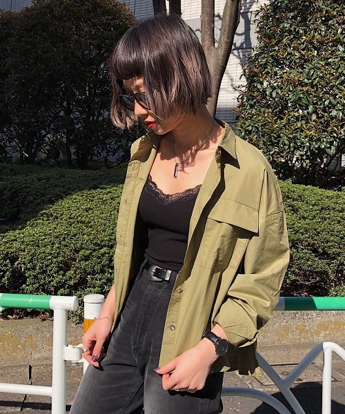 PAGEBOY(ページボーイ)の「Wポケットミリタリーシャツ(シャツ/ブラウス・レディース・ベージュ/オフホワイト/カーキ・FREE)」の19枚目の写真