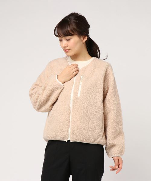 one way(ワンウェイ)の「ショートボアリバーシブルJK(ブルゾン・レディース・ホワイト/ベージュ/グリーン・M)」の3枚目の写真