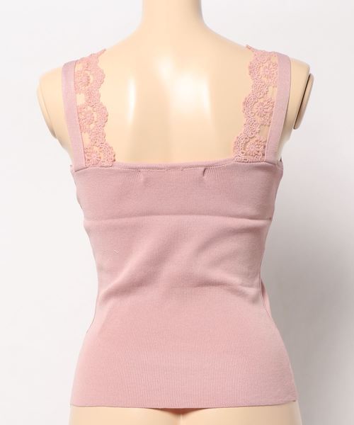 KOBE LETTUCE(コウベレタス)の「胸元レースノースリニットトップス(タンクトップ・レディース・ブラック/ベージュ/オフホワイト/ピンク/モカ・FREE)」の7枚目の写真