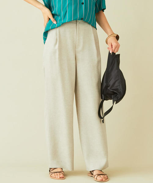 BEAUTY&YOUTH UNITED ARROWS(ビューティーアンドユースユナイテッドアローズ)の「BY∴ リネンタッチタックワイドパンツ◆(その他パンツ・レディース・ブラウン/ネイビー/オレンジ系その他/ナチュラル・MEDIUM/SMALL/LARGE)」の8枚目の写真