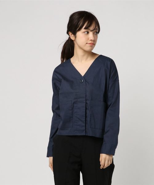 Culture Medium（カルチャーミディアム）の「綿ツイルバックギャザーシャツ（シャツ/ブラウス・レディース・ブラック/カーキ/ネイビー・FREE）」の3枚目の写真