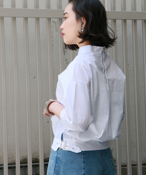 &g'aime（アンジェム）の「【&g'aime】ボリュームスリーブコットンブラウス（旧品番）（シャツ/ブラウス・レディース・ホワイト/ネイビー/アクア・FREE）」の7枚目の写真