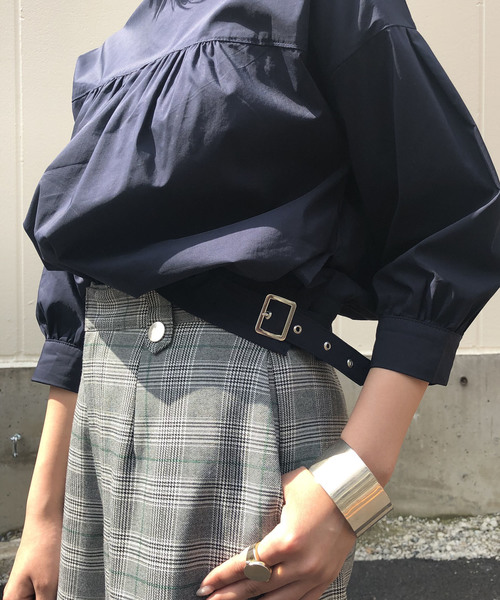 &g'aime（アンジェム）の「【&g'aime】ボリュームスリーブコットンブラウス（旧品番）（シャツ/ブラウス・レディース・ホワイト/ネイビー/アクア・FREE）」の10枚目の写真