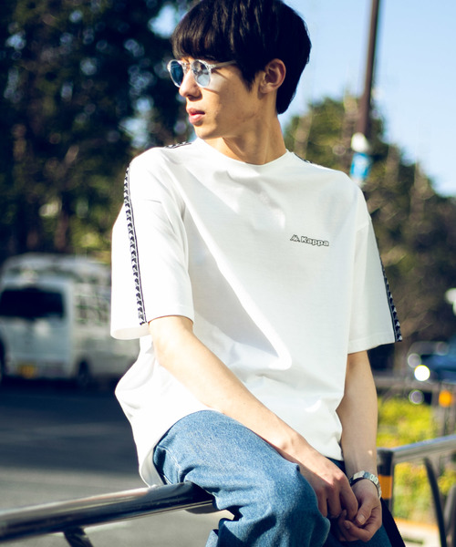 Kappa（カッパ）の「∴WEGO/Kappa別注テープロゴTシャツ（Tシャツ/カットソー・メンズ・ホワイト/パープル/ブラック・MEDIUM/LARGE）」の21枚目の写真