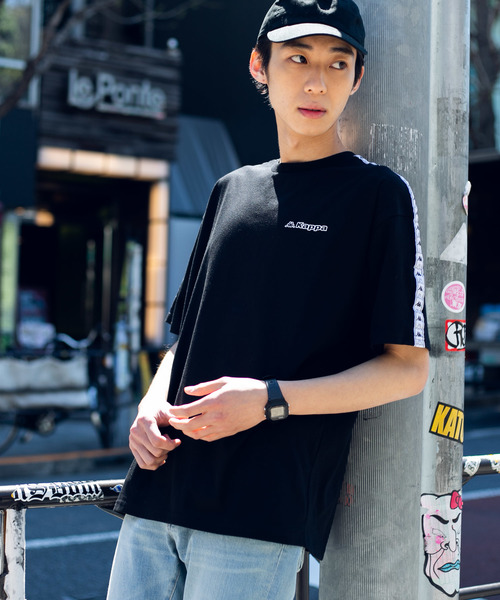 Kappa（カッパ）の「∴WEGO/Kappa別注テープロゴTシャツ（Tシャツ/カットソー・メンズ・ホワイト/パープル/ブラック・MEDIUM/LARGE）」の11枚目の写真