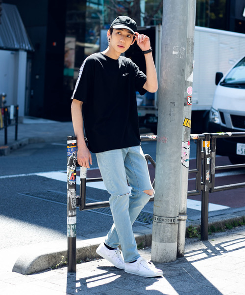 Kappa（カッパ）の「∴WEGO/Kappa別注テープロゴTシャツ（Tシャツ/カットソー・メンズ・ホワイト/パープル/ブラック・MEDIUM/LARGE）」の10枚目の写真