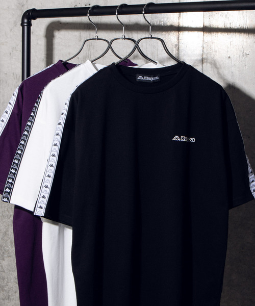 Kappa（カッパ）の「∴WEGO/Kappa別注テープロゴTシャツ（Tシャツ/カットソー・メンズ・ホワイト/パープル/ブラック・MEDIUM/LARGE）」の8枚目の写真