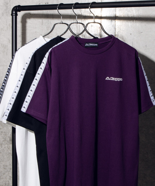 Kappa（カッパ）の「∴WEGO/Kappa別注テープロゴTシャツ（Tシャツ/カットソー・メンズ・ホワイト/パープル/ブラック・MEDIUM/LARGE）」の4枚目の写真