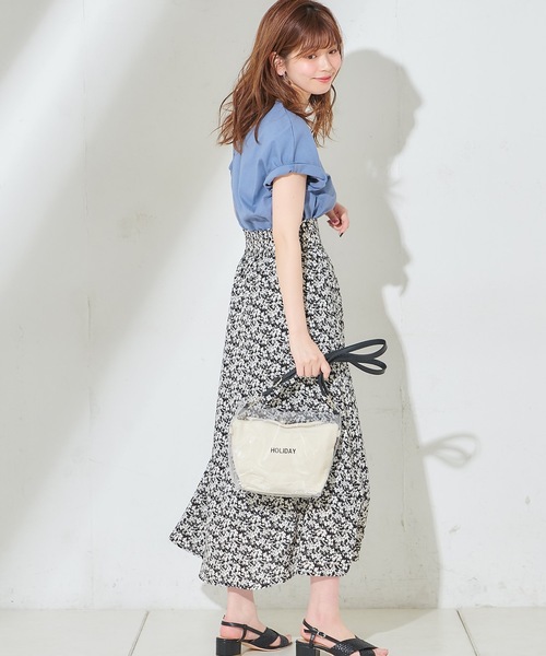 natural couture(ナチュラルクチュール)の「ハイウエスト花柄フレアスカート(スカート・レディース・ブラック/ベージュ/ピンク/アイボリー・FREE)」の8枚目の写真