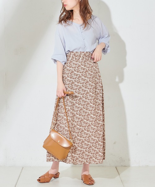 natural couture(ナチュラルクチュール)の「ハイウエスト花柄フレアスカート(スカート・レディース・ブラック/ベージュ/ピンク/アイボリー・FREE)」の20枚目の写真