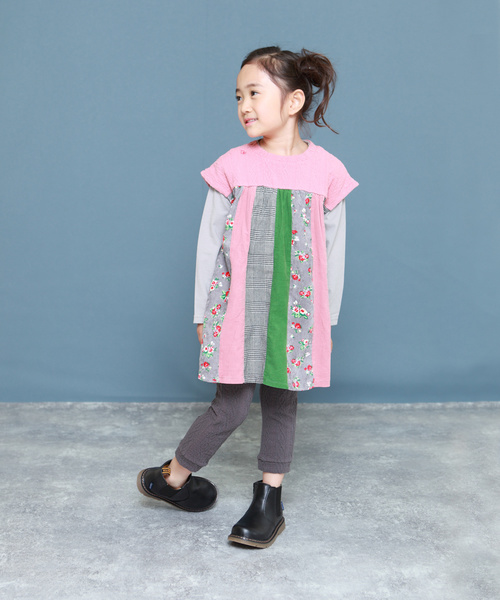 RAGMART（ラグマート）の「パッチワークチュニックワンピース（ワンピース・キッズ・ピンク/グレー/イエロー・80ｃｍ/90cm）」の9枚目の写真