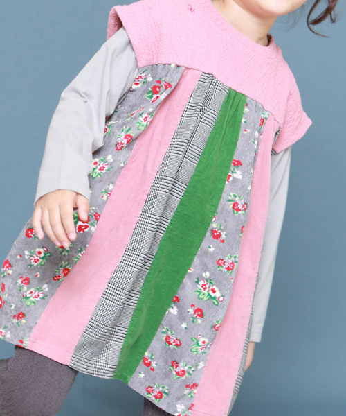RAGMART（ラグマート）の「パッチワークチュニックワンピース（ワンピース・キッズ・ピンク/グレー/イエロー・80ｃｍ/90cm）」の8枚目の写真