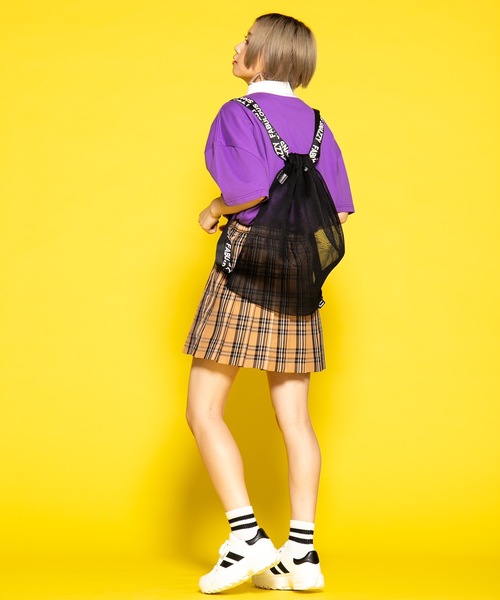 WEGO（ウィゴー）の「WEGO/プチプラメッシュナップザック（バックパック/リュック・レディース・ホワイト/ブラック・FREE）」の9枚目の写真