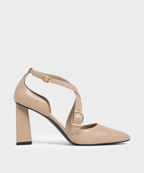 CHARLES & KEITH（チャールズ & キース）の「バックルディテールクリスクロス ブロックヒールパンプス / Buckle Detail Criss Cross Block Heel Pumps（パンプス・レディース・ホワイト/ブラック/アイボリー・22.5cm/23cm/23.5cm/24.5cm/25cm/25.5cm）」の3枚目の写真