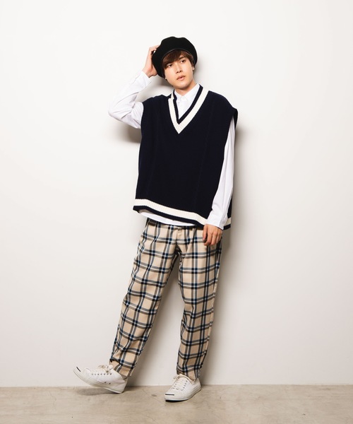 WEGO（ウィゴー）の「WEGO/ベージュチェックペグトップスラックス（スラックス・メンズ・ベージュ系その他2/ベージュ系その他3・MEDIUM/LARGE）」の8枚目の写真