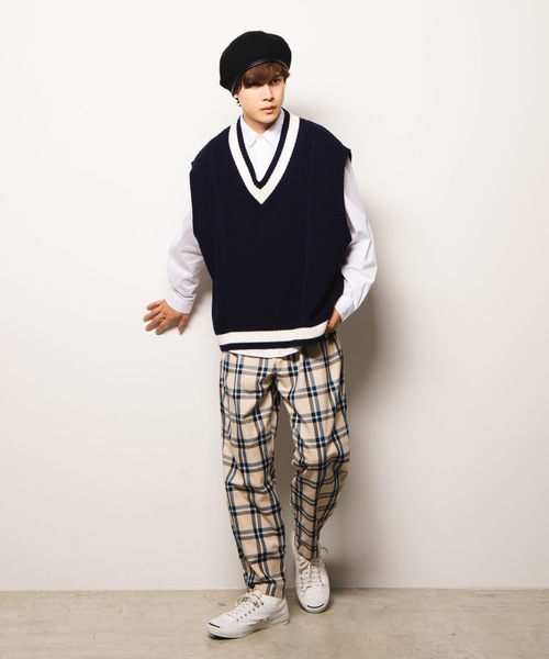 WEGO（ウィゴー）の「WEGO/ベージュチェックペグトップスラックス（スラックス・メンズ・ベージュ系その他2/ベージュ系その他3・MEDIUM/LARGE）」の9枚目の写真