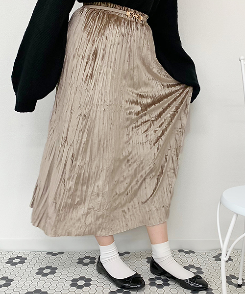 apres jour（アプレジュール）の「ベロアワッシャースカート【ZOZOTOWN限定アイテム】（スカート・レディース・ベージュ/モカ/スモークピンク・フリー）」の9枚目の写真