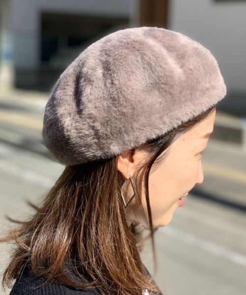brimp(ブリンプ)の「【 brimp / ブリンプ 】 フェイク ミンクファー ベレー帽(ハンチング/ベレー帽・レディース・ブラック/グレー/モカ・FREE)」の3枚目の写真