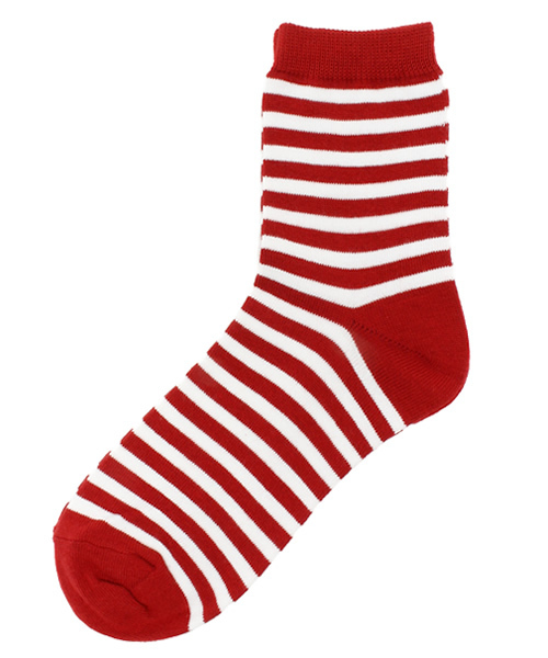 WEGO（ウィゴー）の「WEGO/ボーダーソックス（ソックス/靴下・レディース・ブラック/グレー/キャメル/レッド・FREE）」の4枚目の写真