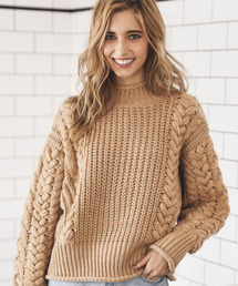 ALEXIA STAM(�A���V�A�X�^��)��High Neck Hand Cable Knit Top/�n�C�l�b�N�n���h�P�[�u���j�b�g�g�b�v(�j�b�g/�Z�[�^�[)