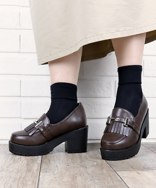 LibertyDoll(リバティードール)の「Liberty Doll / 7.5cmチャンキーヒール厚底フリンジビットローファー(3022-SA)(ローファー・レディース・ブラック/ダークブラウン/ブラック系その他・LL/S/M/L/SS)」の6枚目の写真