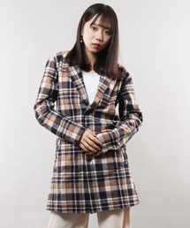 【RINGS】チェック柄 ロングチェスターコート
