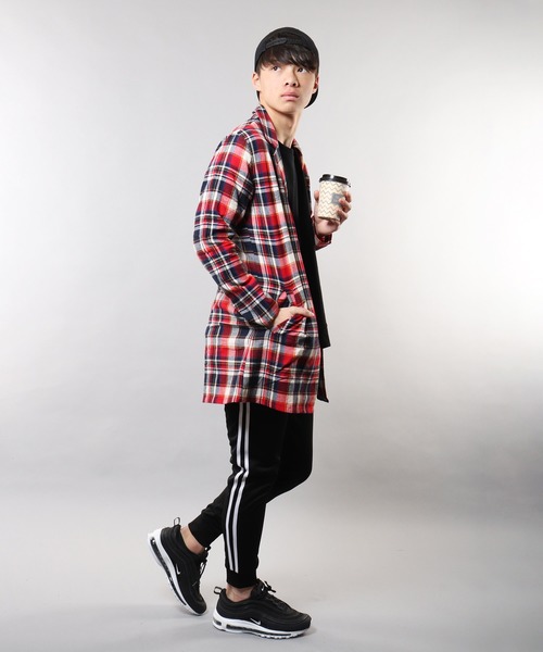 FUNALIVE(ファンアライブ)の「【RINGS】チェック柄 ロングチェスターコート(チェスターコート・メンズ・ベージュ/レッド・M/XL/L)」の8枚目の写真