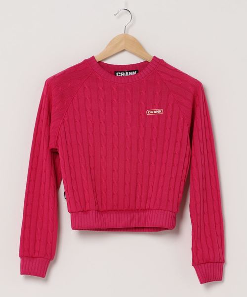 CRANK（クランク）の「『CRANK』ツイステッドニット/ニットソー（ニット/セーター・レディース・ピンク/ライトイエロー/ライトパープル/ブラック・FREE）」の4枚目の写真