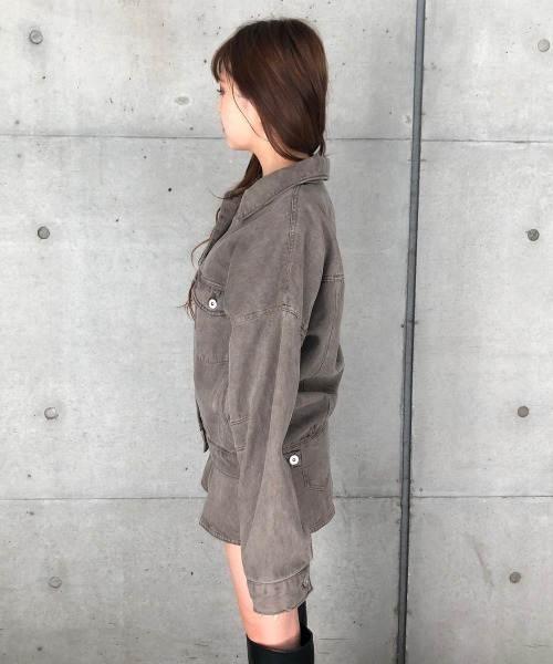 ENVYM（アンビー）の「ヴィンテージライクカラーＪＫ（デニムジャケット・レディース・ブラック/グレー/モカ・FREE）」の14枚目の写真