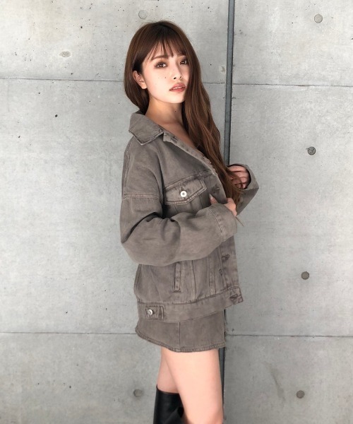 ENVYM（アンビー）の「ヴィンテージライクカラーＪＫ（デニムジャケット・レディース・ブラック/グレー/モカ・FREE）」の18枚目の写真