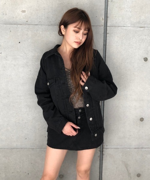 ENVYM（アンビー）の「ヴィンテージライクカラーＪＫ（デニムジャケット・レディース・ブラック/グレー/モカ・FREE）」の20枚目の写真