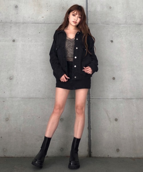 ENVYM（アンビー）の「ヴィンテージライクカラーＪＫ（デニムジャケット・レディース・ブラック/グレー/モカ・FREE）」の22枚目の写真