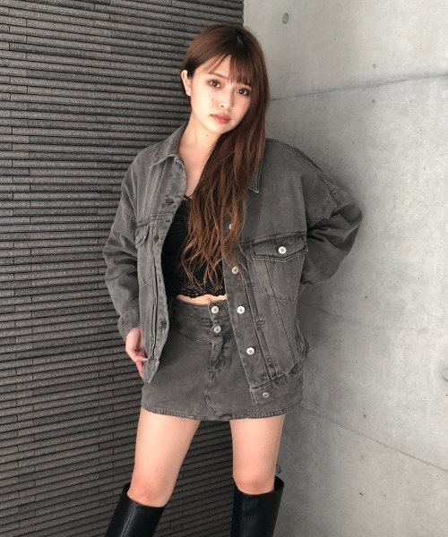 ENVYM（アンビー）の「ヴィンテージライクカラーＪＫ（デニムジャケット・レディース・ブラック/グレー/モカ・FREE）」の17枚目の写真