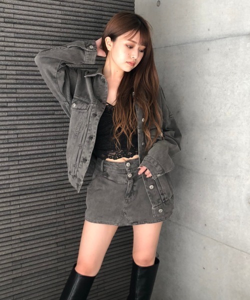 ENVYM（アンビー）の「ヴィンテージライクカラーＪＫ（デニムジャケット・レディース・ブラック/グレー/モカ・FREE）」の19枚目の写真