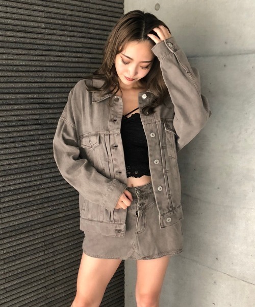 ENVYM（アンビー）の「ヴィンテージライクカラーＪＫ（デニムジャケット・レディース・ブラック/グレー/モカ・FREE）」の7枚目の写真