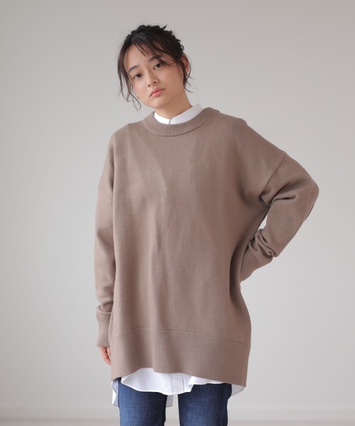 AMERICAN HOLIC（アメリカンホリック）の「バックスリットニットチュニック　＊（ニット/セーター・レディース・ネイビー/アイボリー/ブラック/オリーブ/モカ/グリーン・FREE）」の14枚目の写真