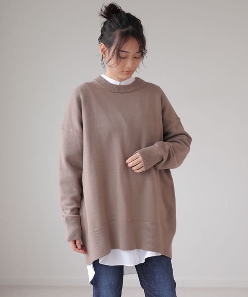 AMERICAN HOLIC（アメリカンホリック）の「バックスリットニットチュニック　＊（ニット/セーター・レディース・ネイビー/アイボリー/ブラック/オリーブ/モカ/グリーン・FREE）」の15枚目の写真