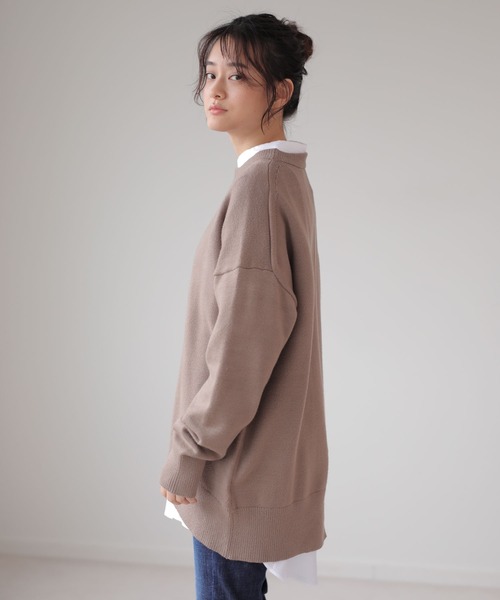 AMERICAN HOLIC（アメリカンホリック）の「バックスリットニットチュニック　＊（ニット/セーター・レディース・ネイビー/アイボリー/ブラック/オリーブ/モカ/グリーン・FREE）」の16枚目の写真