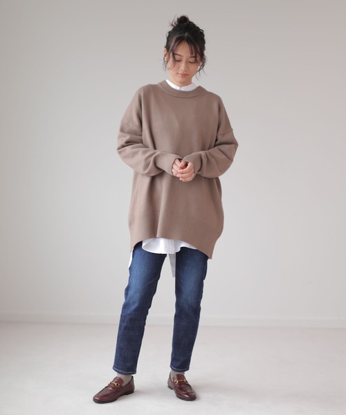 AMERICAN HOLIC（アメリカンホリック）の「バックスリットニットチュニック　＊（ニット/セーター・レディース・ネイビー/アイボリー/ブラック/オリーブ/モカ/グリーン・FREE）」の19枚目の写真