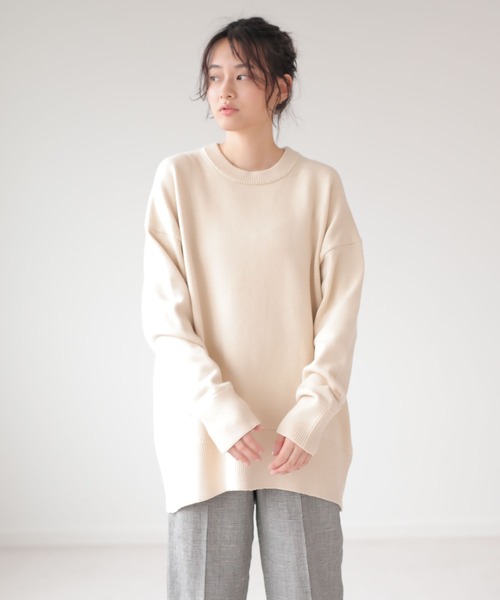 AMERICAN HOLIC（アメリカンホリック）の「バックスリットニットチュニック　＊（ニット/セーター・レディース・ネイビー/アイボリー/ブラック/オリーブ/モカ/グリーン・FREE）」の8枚目の写真