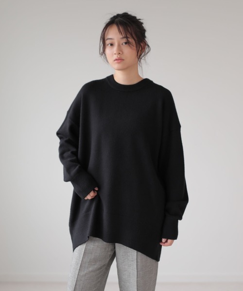 AMERICAN HOLIC（アメリカンホリック）の「バックスリットニットチュニック　＊（ニット/セーター・レディース・ネイビー/アイボリー/ブラック/オリーブ/モカ/グリーン・FREE）」の11枚目の写真