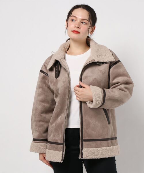 KOBE LETTUCE（コウベレタス）の「フェイクムートンフライトジャケット（ムートンコート・レディース・アイボリー/ベージュ/ブラウン/ブラック・FREE）」の4枚目の写真