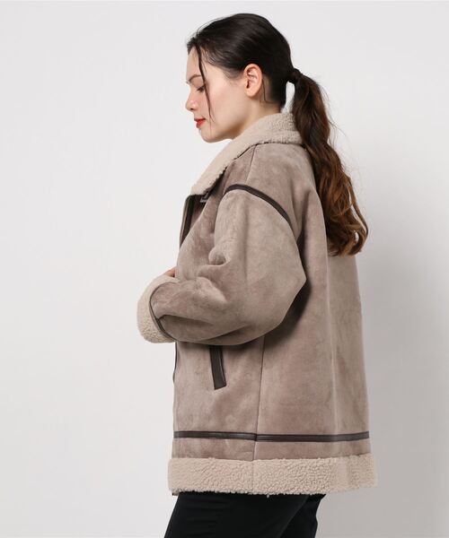 KOBE LETTUCE（コウベレタス）の「フェイクムートンフライトジャケット（ムートンコート・レディース・アイボリー/ベージュ/ブラウン/ブラック・FREE）」の7枚目の写真