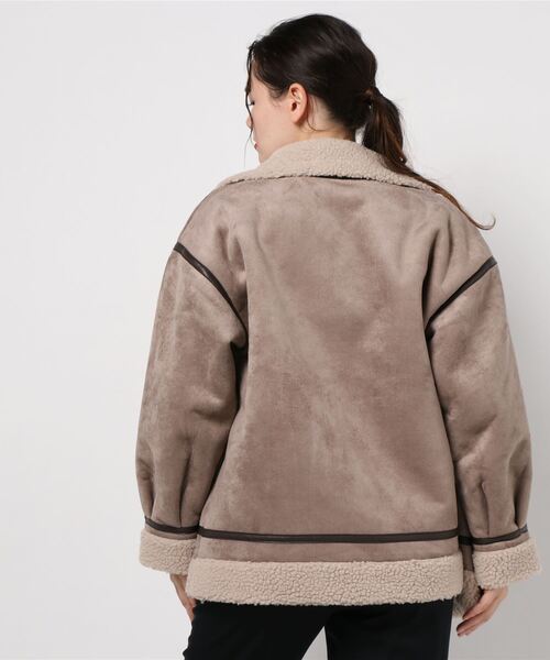 KOBE LETTUCE（コウベレタス）の「フェイクムートンフライトジャケット（ムートンコート・レディース・アイボリー/ベージュ/ブラウン/ブラック・FREE）」の5枚目の写真