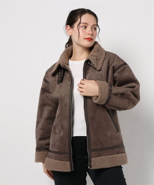 KOBE LETTUCE（コウベレタス）の「フェイクムートンフライトジャケット（ムートンコート・レディース・アイボリー/ベージュ/ブラウン/ブラック・FREE）」の17枚目の写真